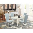 East West Furniture Monza 5-piece Wood Dining Set in Linen White