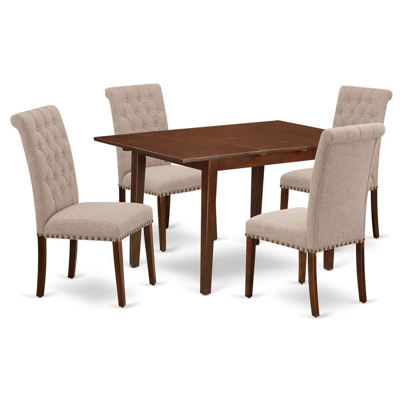 East West Furniture Norfork 5-piece Wood Dining Set in Mahogany/Light Fawn