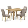 East West Furniture Norfolk 5-piece Wood Dining Set in Oak/Dark Khaki