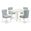 East West Furniture Norden 5-piece Wood Dining Set with Fabric Seat in White