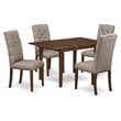 East West Furniture Norfolk 5-piece Wood Dining Table Set in Mahogany