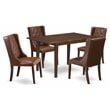 East West Furniture Norden 5-piece Wood Dining Set in Mahogany