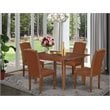 East West Furniture Norfolk 5-piece Wood Dining Set in Mahogany