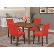 East West Furniture Picasso 5-piece Wood Dining Set in Mahogany/Firebrick Red