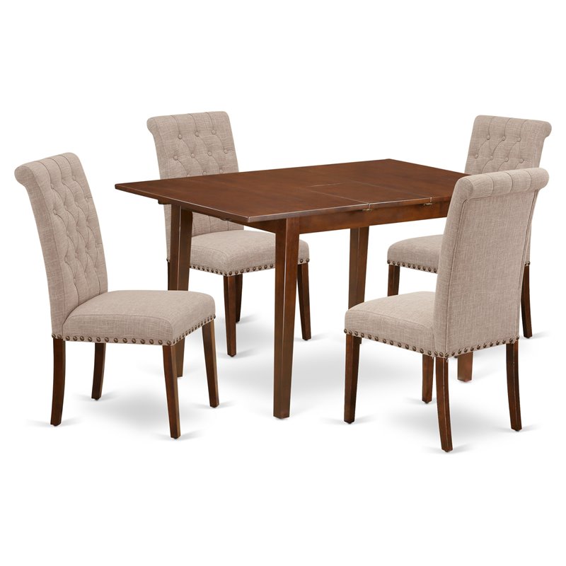 East West Furniture Picasso 5-piece Wood Dining Set in Mahogany/Light Fawn