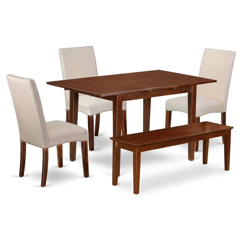 East West Furniture Picasso 5-piece Wood Dining Set in Mahogany/Cream
