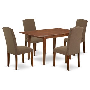East West Furniture Picasso 5-piece Wood Dining Set in Mahogany/Dark Coffee