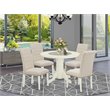 East West Furniture Shelton 5-piece Wood Dining Set in Linen White/Light Beige
