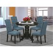 East West Furniture Shelton 5-piece Wood Dining Set in Black/Blue