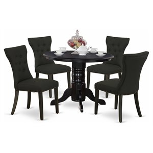 east west furniture shelton 5-piece wood dining room table set in black