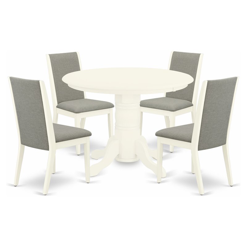 East West Furniture Shelton 5-piece Wood Kitchen Set in Linen White