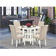East West Furniture Sudbury 5-piece Wood Dining Set in Linen White/Cream