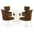 East West Furniture Sudbury 5-piece Wood Dining Set in Linen White/Dark Coffee