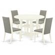 East West Furniture Sudbury 5-piece Wood Dining Room Table Set in Linen White