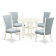 East West Furniture Sudbury 5-piece Wood Kitchen Set in Linen White