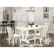 East West Furniture V-Style 5-piece Wood Dining Table Set in Linen White