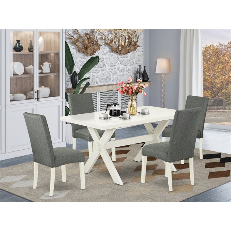 East West Furniture X-Style 5-piece Wood Dining Room Set in Gray Finish