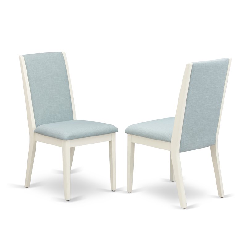East West Furniture X-Style 5-piece Wood Dining Set in Linen White/Baby Blue