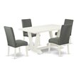 East West Furniture V-Style 5-piece Wood Dining Set in Gray Finish
