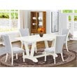 East West Furniture V-Style 5-piece Wood Kitchen Table and Chair Set in White