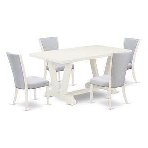 East West Furniture V-Style 5-piece Wood Kitchen Table and Chair Set in White
