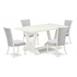 East West Furniture V-Style 5-piece Wood Kitchen Table and Chair Set in White