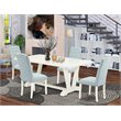 East West Furniture V-Style 5-piece Wood Dining Set w/ Rectangular Top in White