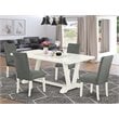 East West Furniture V-Style 5-piece Wood Dining Room Set in Gray Finish
