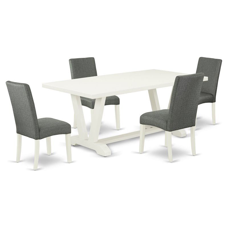 East West Furniture V-Style 5-piece Wood Dining Room Set in Gray Finish
