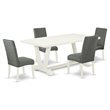 East West Furniture V-Style 5-piece Wood Dining Room Set in Gray Finish