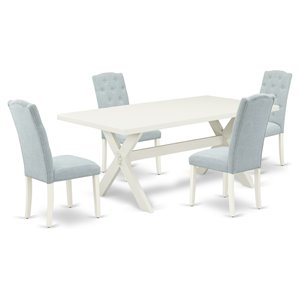east west furniture x-style 5-piece wood kitchen set in blue finish