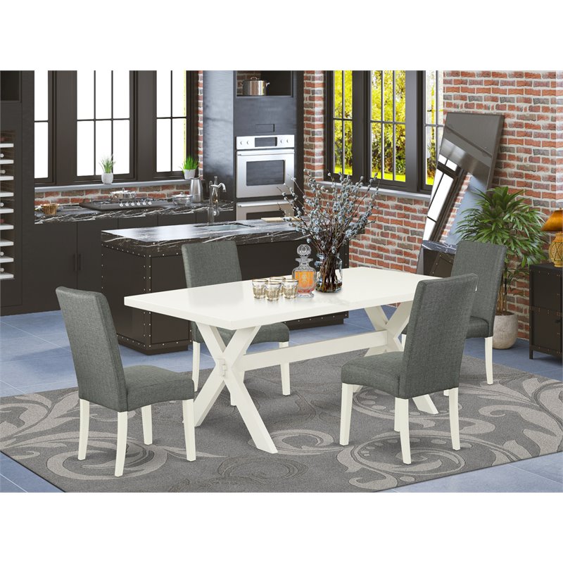 East West Furniture X-Style 5-piece Wood Dinette Set in Gray Finish