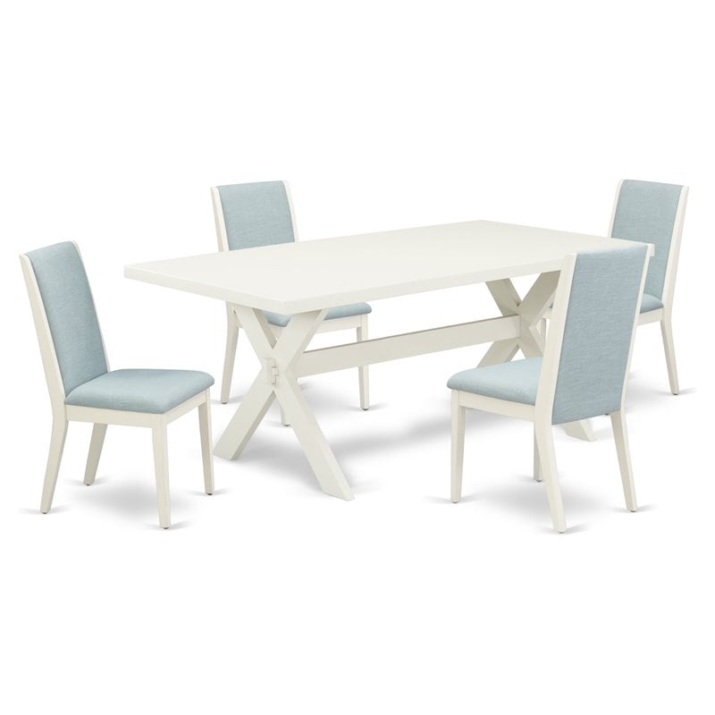 East West Furniture X-Style 5-piece Wood Kitchen Table and Chair Set in White