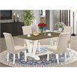 East West Furniture V-Style 5-piece Dining Set with High Roll Back in White