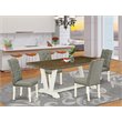 East West Furniture V-Style 5-piece Dining Set in Linen White/Smoke