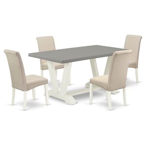 East West Furniture V-Style 5-piece Dining Set w/ High Roll Back in White