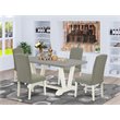 East West Furniture V-Style 5-piece Dinette Set in Linen White