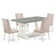 East West Furniture V-Style 5-piece Kitchen Table and Chair Set in Linen White
