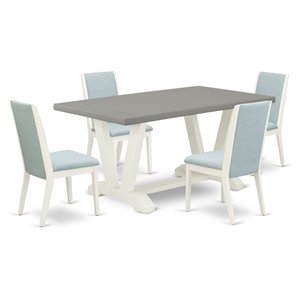 East West Furniture V-Style 5-piece Dining Set w/ Rectangular Top in White
