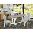 East West Furniture V-Style 5-piece Breakfast Table and Dining Chairs in White