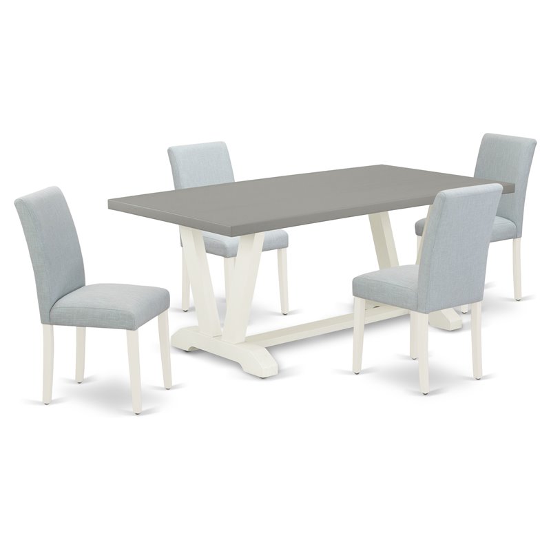 East West Furniture V-Style 5-piece Breakfast Table and Dining Chairs in White