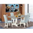 East West Furniture V-Style 5-piece Dining Set in Linen White