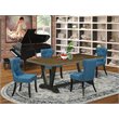 East West Furniture V-Style 5-piece Dining Set with Button Tufted Back in Black