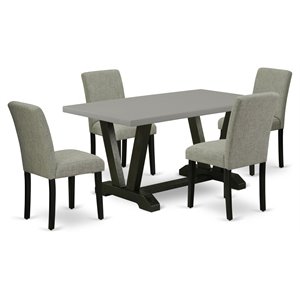 East West Furniture V-Style 5-piece Wood Dinette Set in Gray