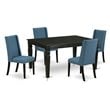 East West Furniture Weston 5-piece Wood Dining Table Set in Black
