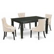 East West Furniture Weston 5-piece Wood Dining Set in Black/Light Beige