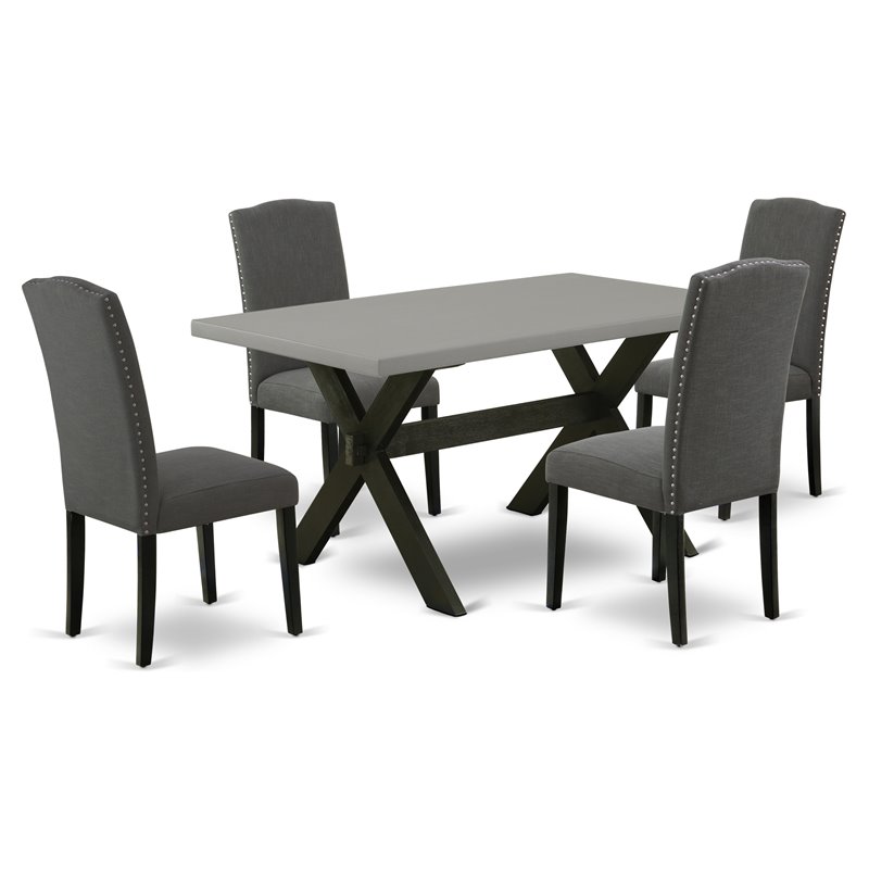 East West Furniture XStyle 5piece Wood Kitchen Table Set in Linen