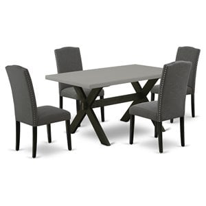 East West Furniture X-Style 5-piece Wood Kitchen Table Set in Linen White