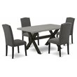 East West Furniture X-Style 5-piece Wood Kitchen Table Set in Linen White