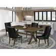 East West Furniture X-Style 5-piece Wood Dining Table and Chairs in Brown